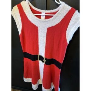 Women's Santa Clause Dress L Fuzzy Trim Christmas Costume Style Holiday Time